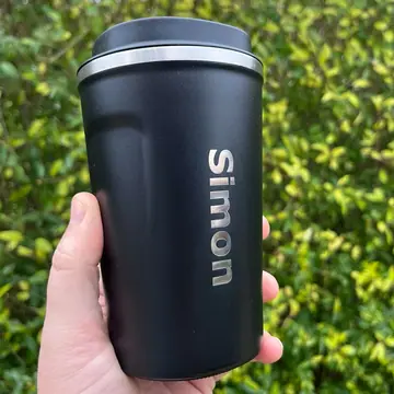 Thermosbeker met naam, zwart